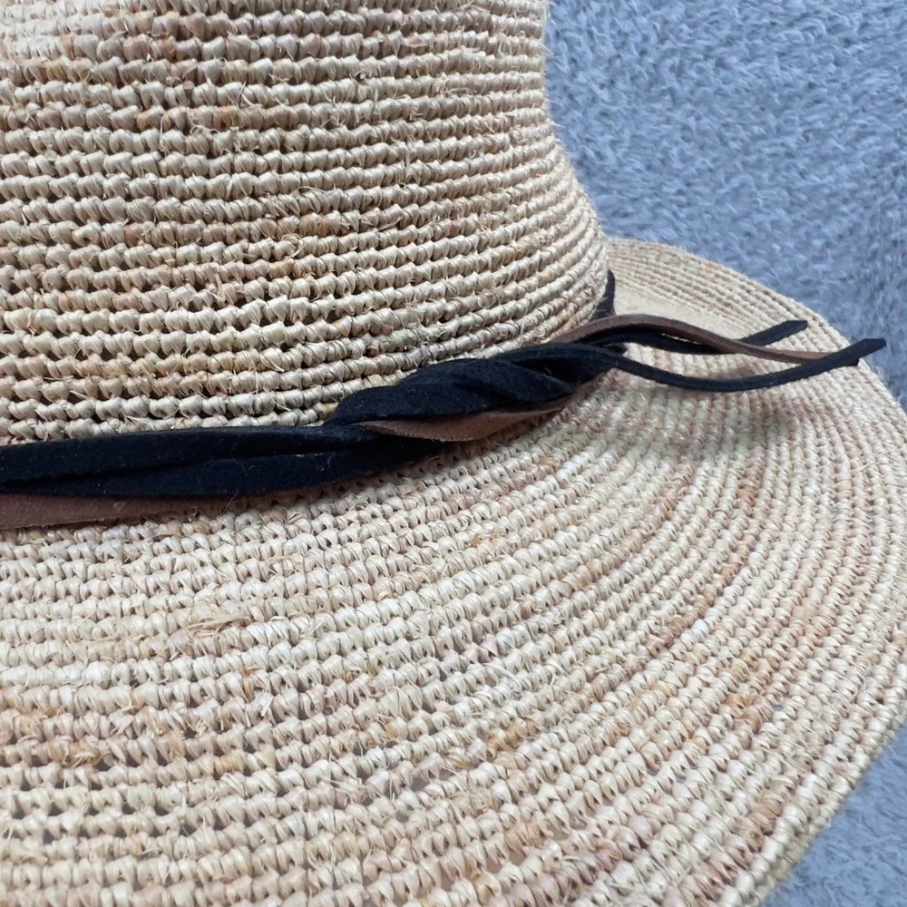 Goorin Bros Straw Haze Fedora Hat Mens M Tan Natural Braided Band 100% Raffia